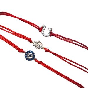 Sterling Silver Red Rope Charm Bracelets – Evil Eye, Hamsa Hand & Horseshoe Set